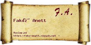 Fakó Anett névjegykártya